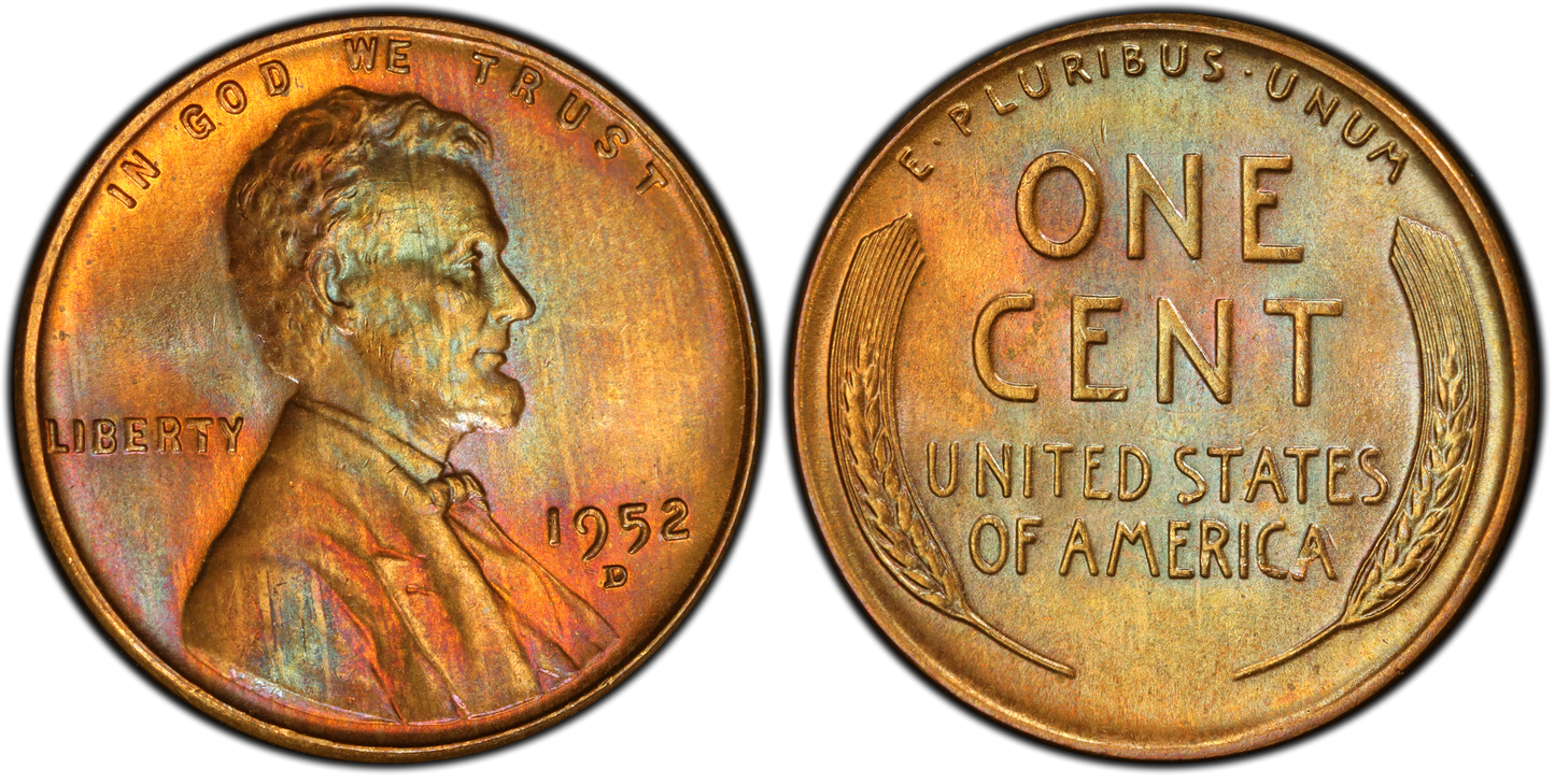 1952-D 1C PCGS MS65RB Lincoln Cent Toned