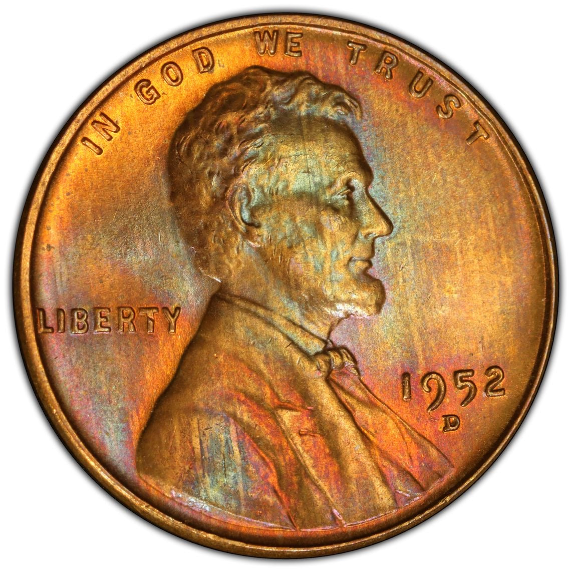 1952-D 1C PCGS MS65RB Lincoln Cent Toned